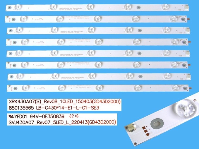 Sada LED podsvícení 855mm pro TV ChangHong a Hitachi - 8 kusů