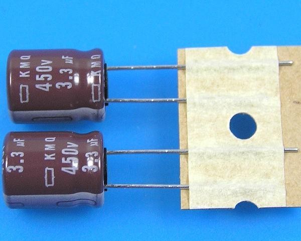 Kondenzátor elektrolytický 3,3uF/450V 105°C Nippon KMQ