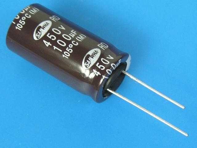 Kondenzátor elektrolytický 100uF/450V 105°C Samwha RD