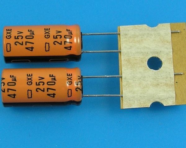Kondenzátor elektrolytický 470uF/25V 125°C Nippon GXE