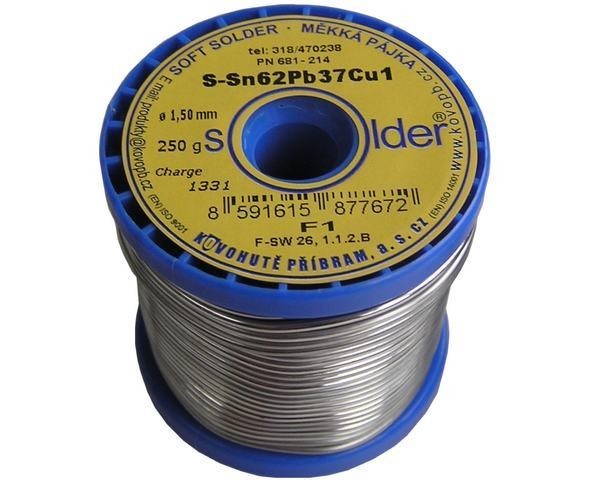 Cín pájka Sn62Pb37Cu1 s mědí 1.5mm cívka 250g