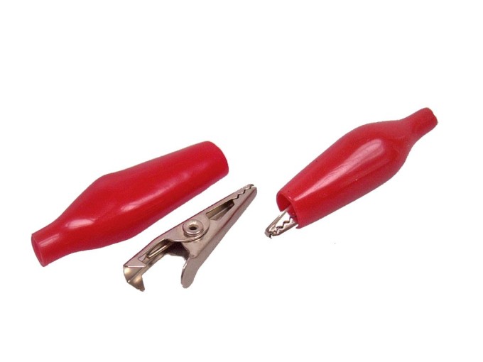 Měřicí krokodýlek letovací 35mm - červený