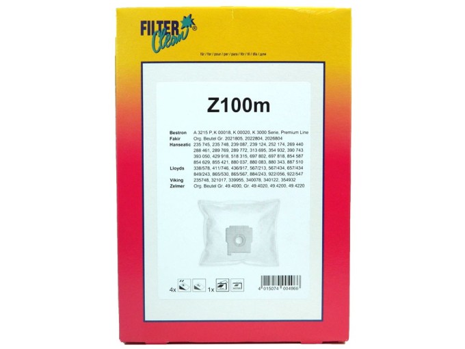 Třívrstvé sáčky do vysavače ZELMER Z-Uni-1m - sada 4 ks + motorový filtr