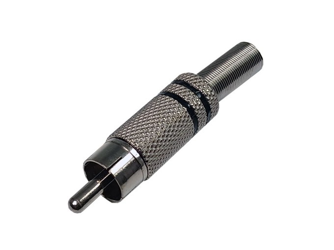 Kovový konektor CINCH RCA stříbrný - černý