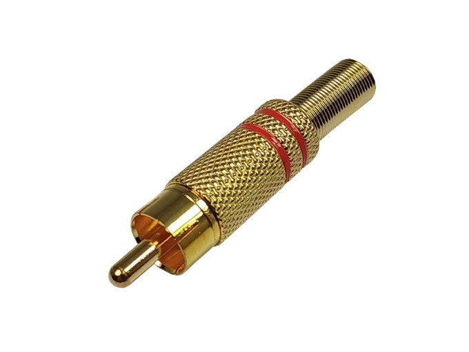 Cinch konektor pozlacený 2x červený pruh