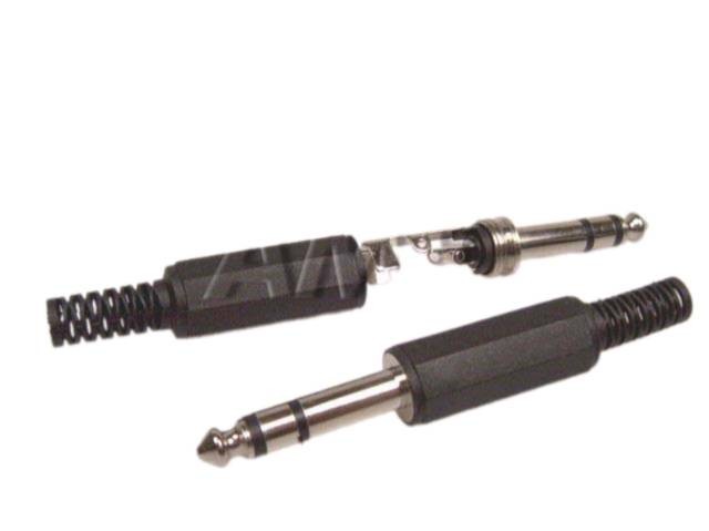 Konektor JACK 6.3mm stereo sameček plast