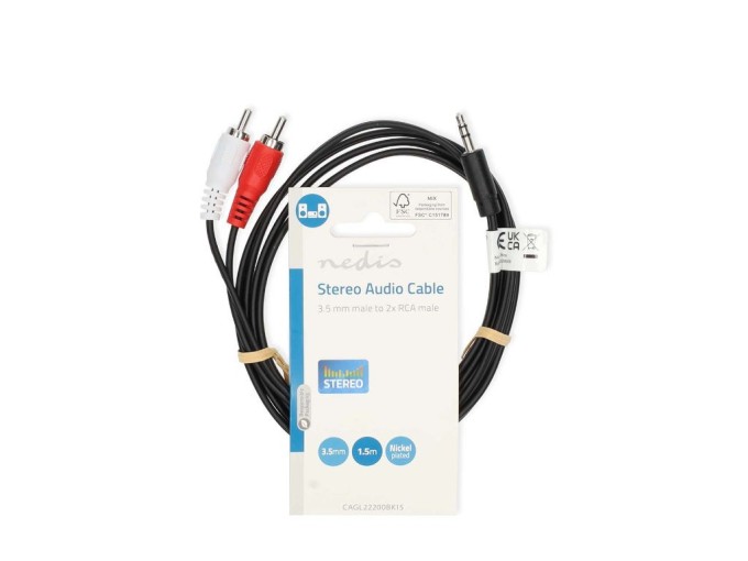 Kabel 3.5mm jack na 2xCINCH 1.5m CAGL22200BK15 Nedis