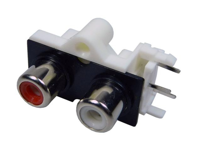 Úhlový konektor CINCH L+R pro plošný spoj