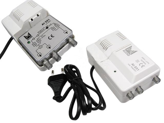 Anténní zesilovač ALCAD AI-221 s 1x vstupem a 2x výstupy