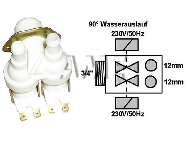 Univerzální dvojcestný napouštěcí ventil 3/4" s výstupy 12mm