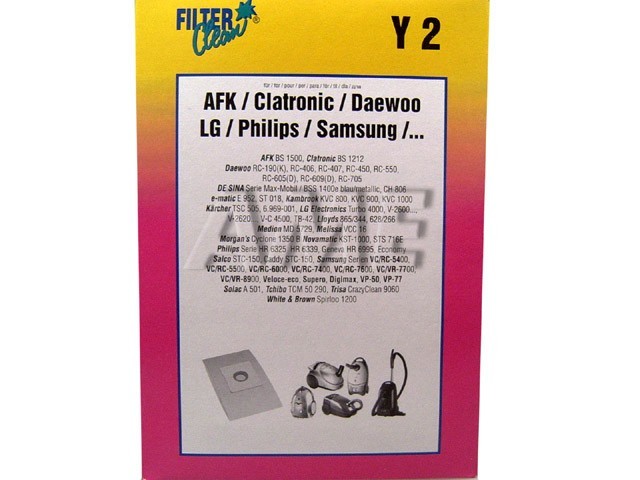 Sáčky do vysavače AFK, CLATRONIC, LG, PHILIPS, SAMSUNG - Y2, 6 ks + motorový filtr