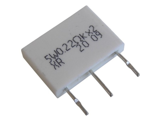 Dvojtý axiální odpor TR5 2x0R22 / 5W RSS5WK-0,22