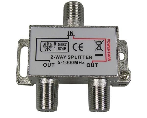 Anténní rozbočovač TV 2 výstupy 1xDC pass RO09