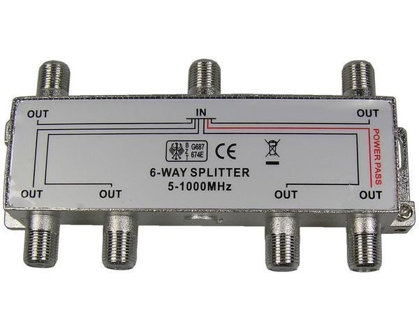 Anténní rozbočovač TV 6 výstupů 1xDC pass RO12