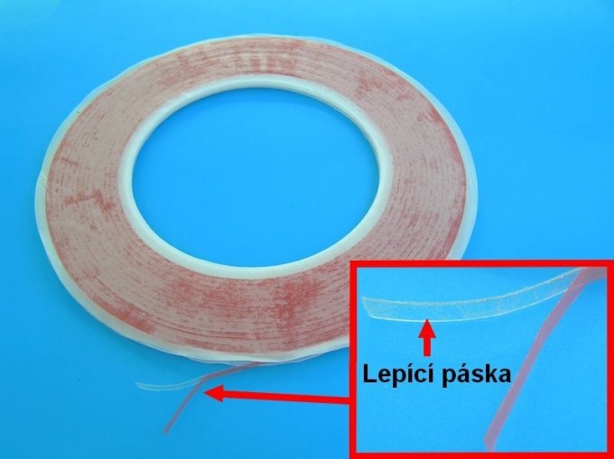 Oboustranná samolepící páska pro displeje, šíře 2mm, síla 0,2mm, návin 50m