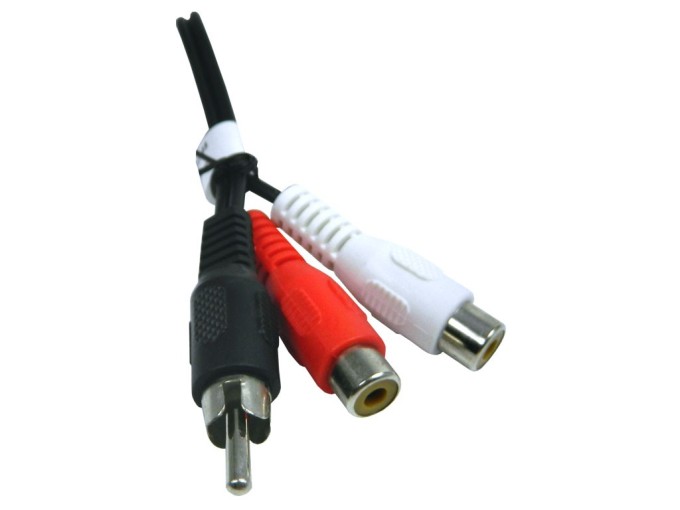 CINCH redukce mono/stereo 0.2m samec na 2x samici