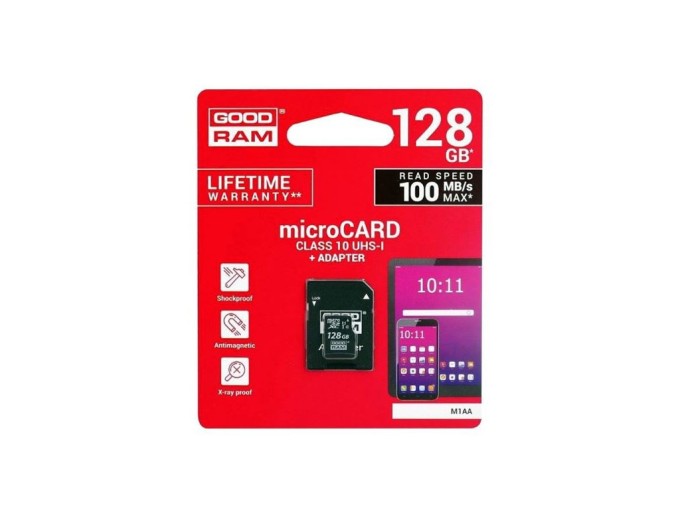 Paměťová karta micro SD 128 GB GOODRAM s adaptérem UHS-I Class 10