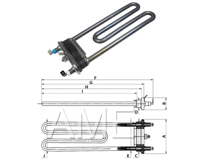 Topné těleso pračky 524023900, 1900 W