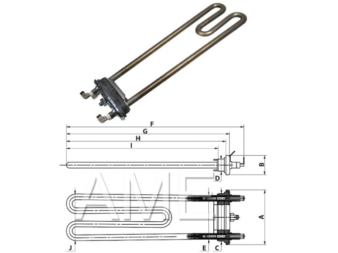 Topné těleso 55X1966 pro pračky FAGOR, BRANDT, SAVEMA