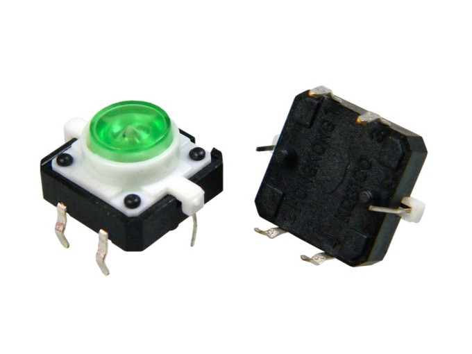 Mikrospínač TACT-24N-F-IG s LED podsvětlením