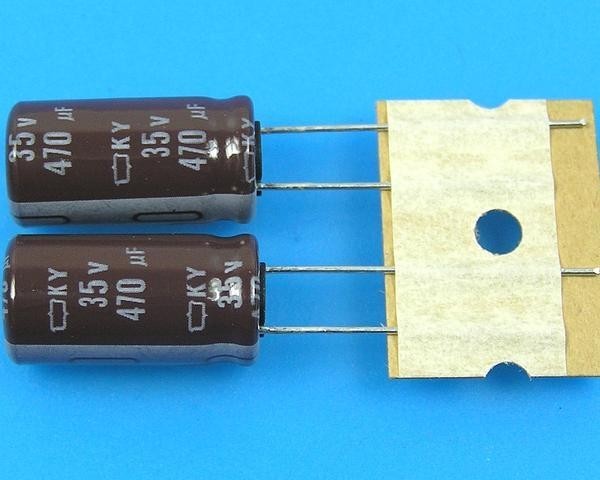 Kondenzátor elektrolytický 470uF/35V 105°C Nippon KY - nízká ESR, dlouhá životnost