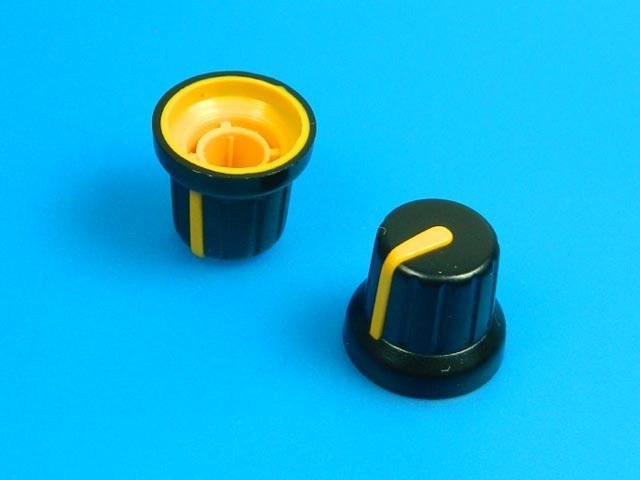 Miniaturní knoflík na potenciometr s ukazatelem GMN-4YL, průměr hřídele 6mm