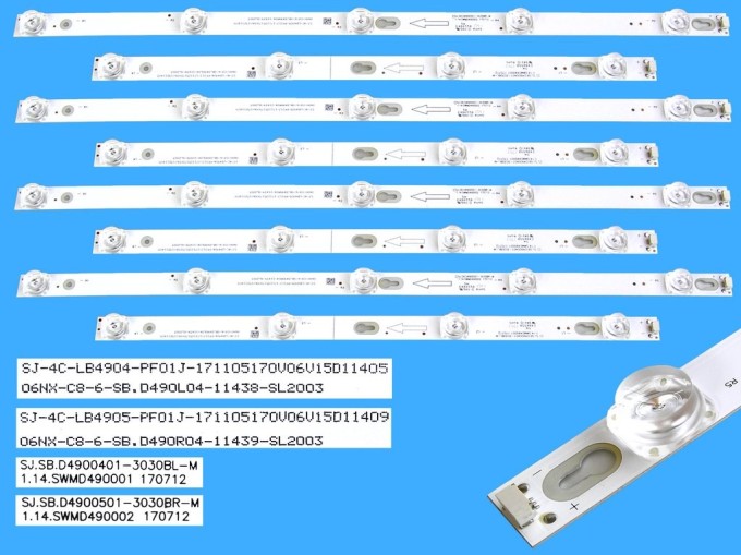 LED podsvit sada Thomson TOT-49D2900 - 8 pásků DLED TOTAL ARRAY SJ-4C-LB4904-PF01J + SJ-4C-LB4905-PF01J