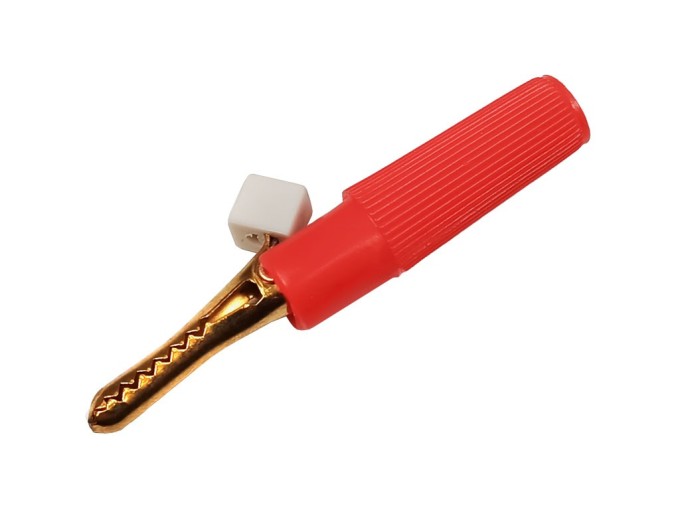 Izolovaný měřicí krokodýlek na banánek - červený