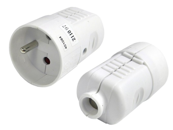 Bílá zásuvka 250V/16A pro prodlužovací kabel