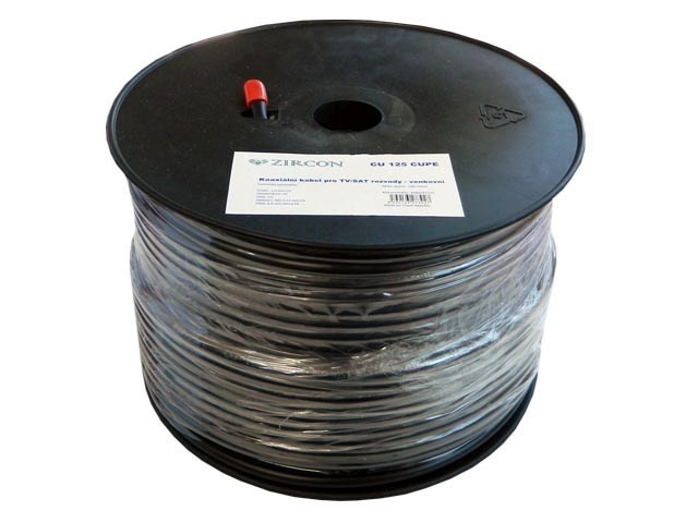 Koaxiální kabel Zircon CU 125 CUPE 100m 75 Ohm černý