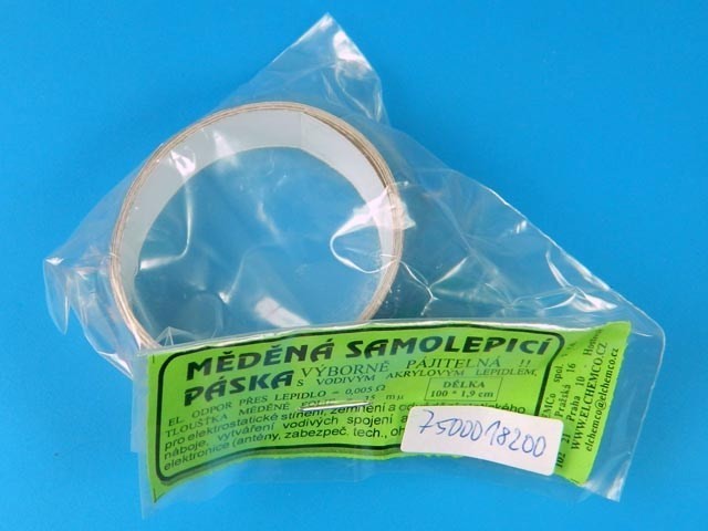 Měděná páska s vodivým akrylovým lepidlem 19mm pro opravy vodivých cest