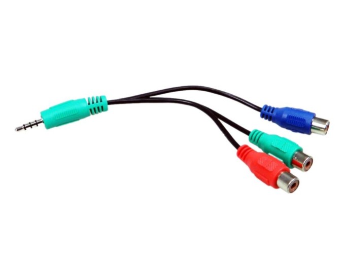 Redukční kabel 3.5mm jack 4-polový na 3xCINCH R+G+B 0.1m Sencor