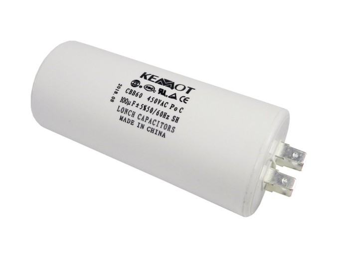 Rozběhový kondenzátor 100uF / 450V KEMOT s konektory