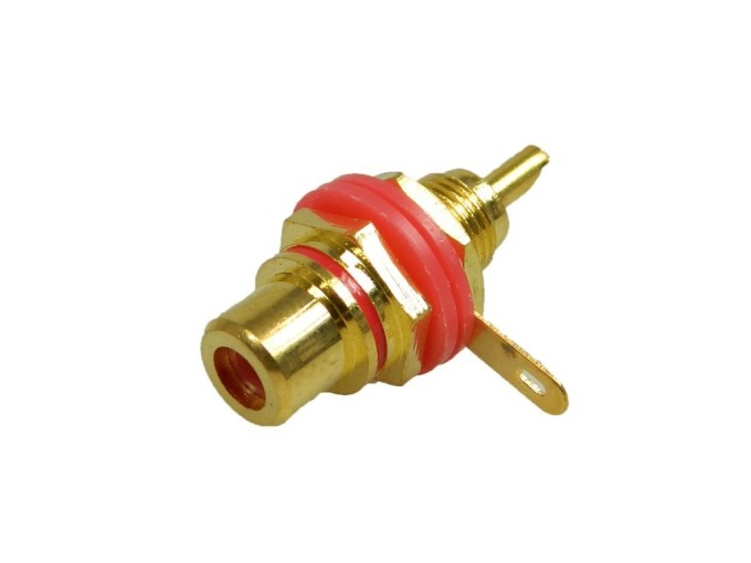 Konektor CINCH RCA panelová samice zlacený červený