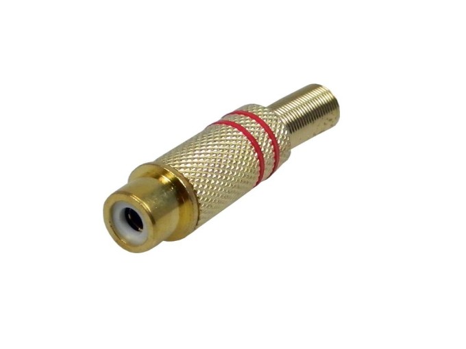 Konektor CINCH RCA samice zlacený červený