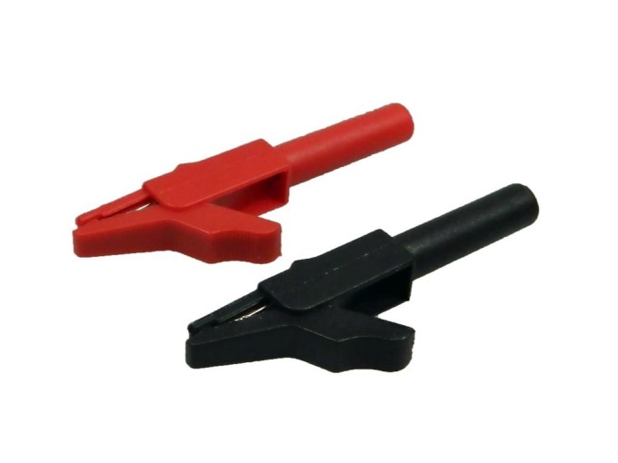 Měřicí krokosvorka na banánek - sada 2 ks, červená a černá, pro vysoké proudové zatížení