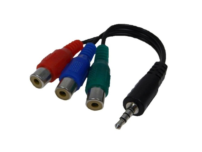 Redukční kabel 3.5mm jack na 3xCINCH R+G+B 13cm