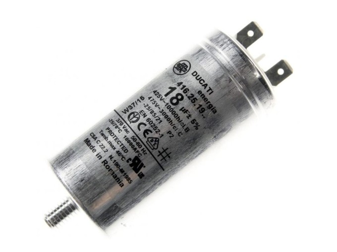 Rozběhový kondenzátor 18 μF 450V DUCATI s konektory