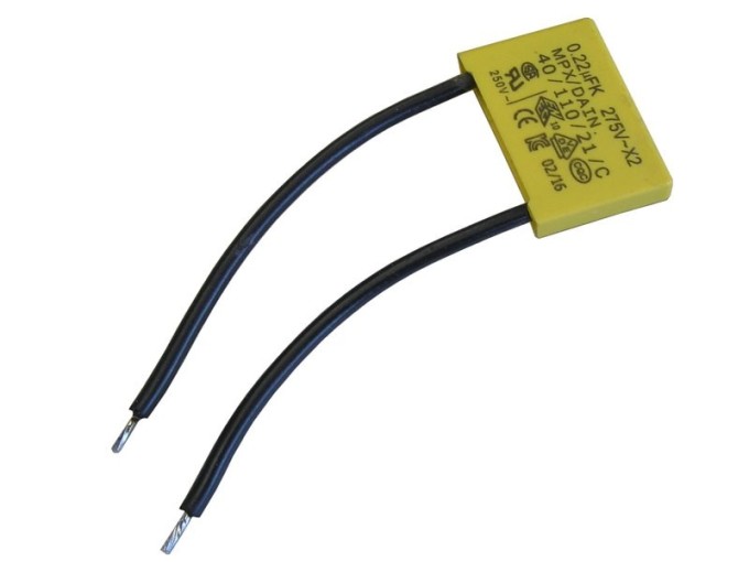 Kondenzátor IMP 0.22uF / 275V AC MKP X2 s vývody 65mm