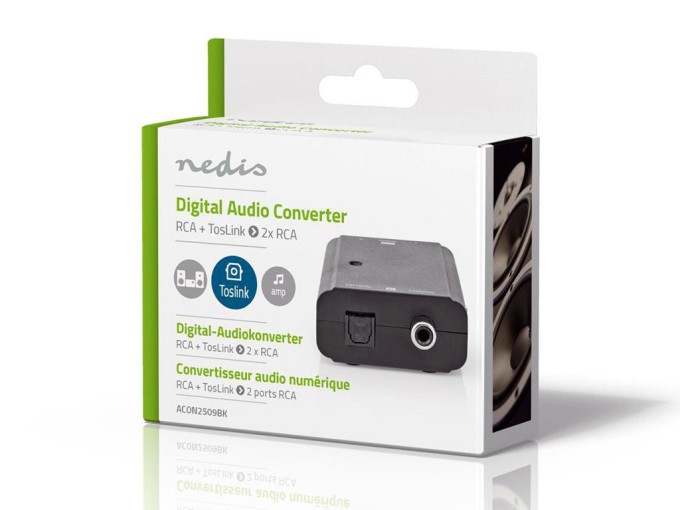 Digitální audio převodník Toslink / SPDIF na 2x RCA ACON2509BK