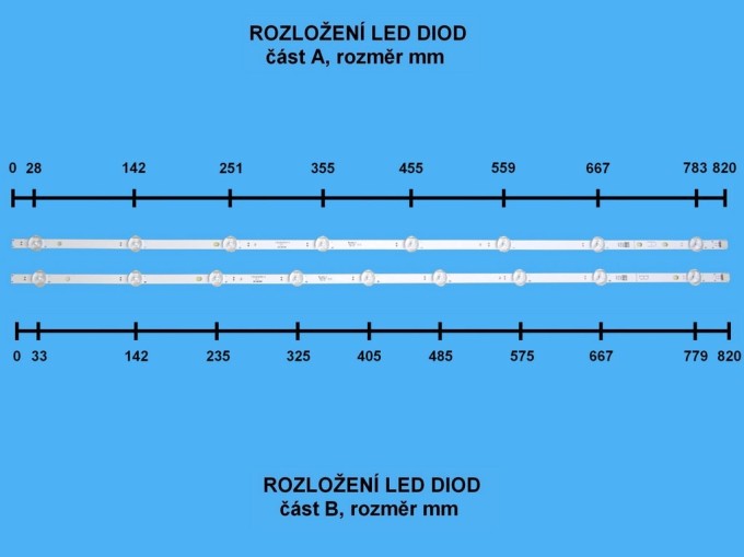 LED podsvit sada Vestel 17DLB43VER3 - 4 pásky 820mm D-LED BAR