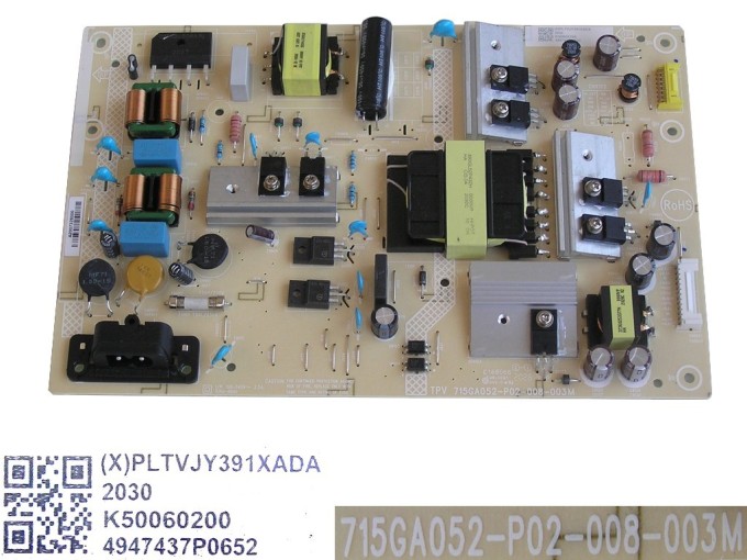 LCD modul zdroj Philips PLTVJY391XADA - SMPS power supply board 715GA052-P02-008-003M