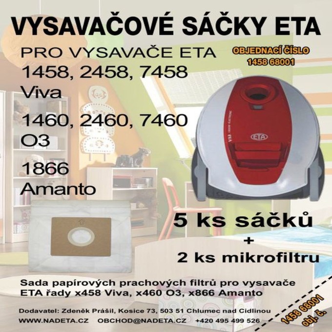 Syntetické vysavačové sáčky a filtry 4+1 pro ETA 1458