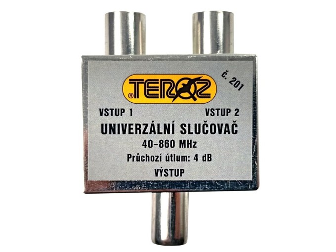 Univerzální anténní slučovač TV s 2 vstupy IEC TEROZ č.201