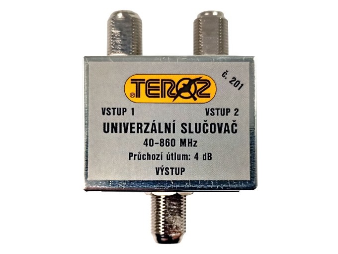 Univerzální anténní slučovač TV s 2 vstupy F TEROZ č.201