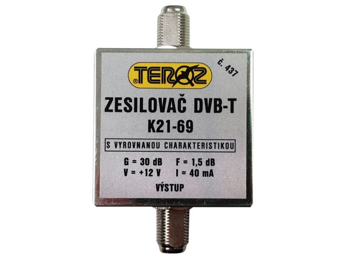 Anténní zesilovač DVB-T / DVB-T2 30dB TEROZ č.437