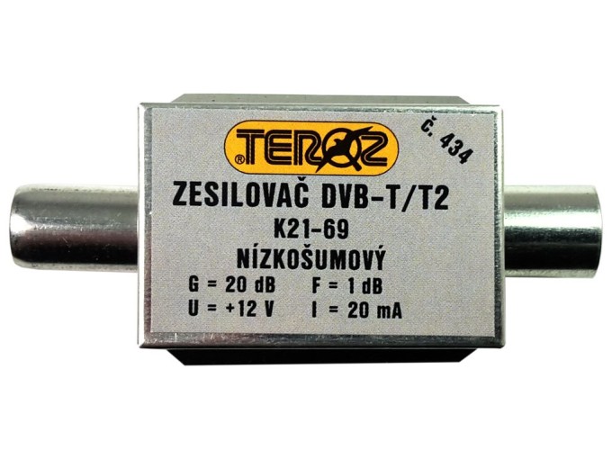 DVB-T / DVB-T2 Anténní Zesilovač 20dB TEROZ č.434 IEC