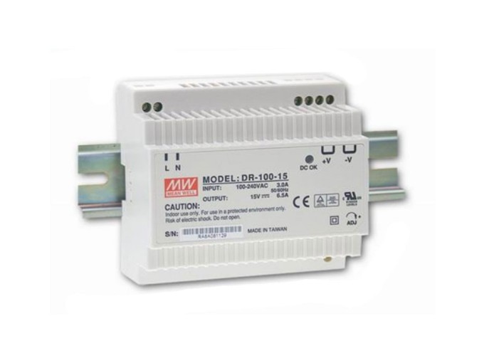 Spínaný napájecí zdroj MEAN WELL DR-100-12, 12V, 7,5A, na DIN lištu