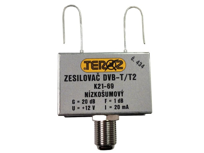 Anténní zesilovač DVB-T / DVB-T2 20dB TEROZ č.434 F