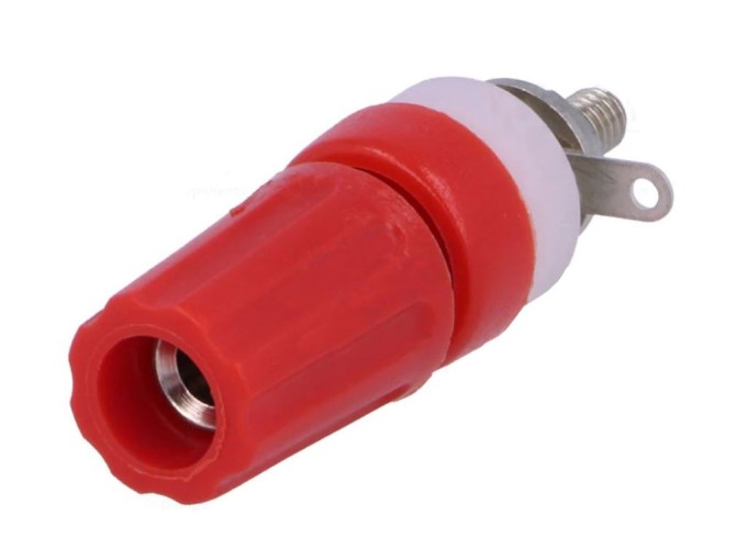 Panelová zdířka banánek 15A - červená CL1506